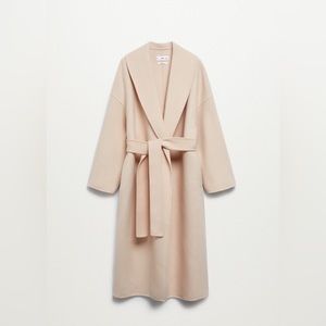 Mango beige wool belted coat